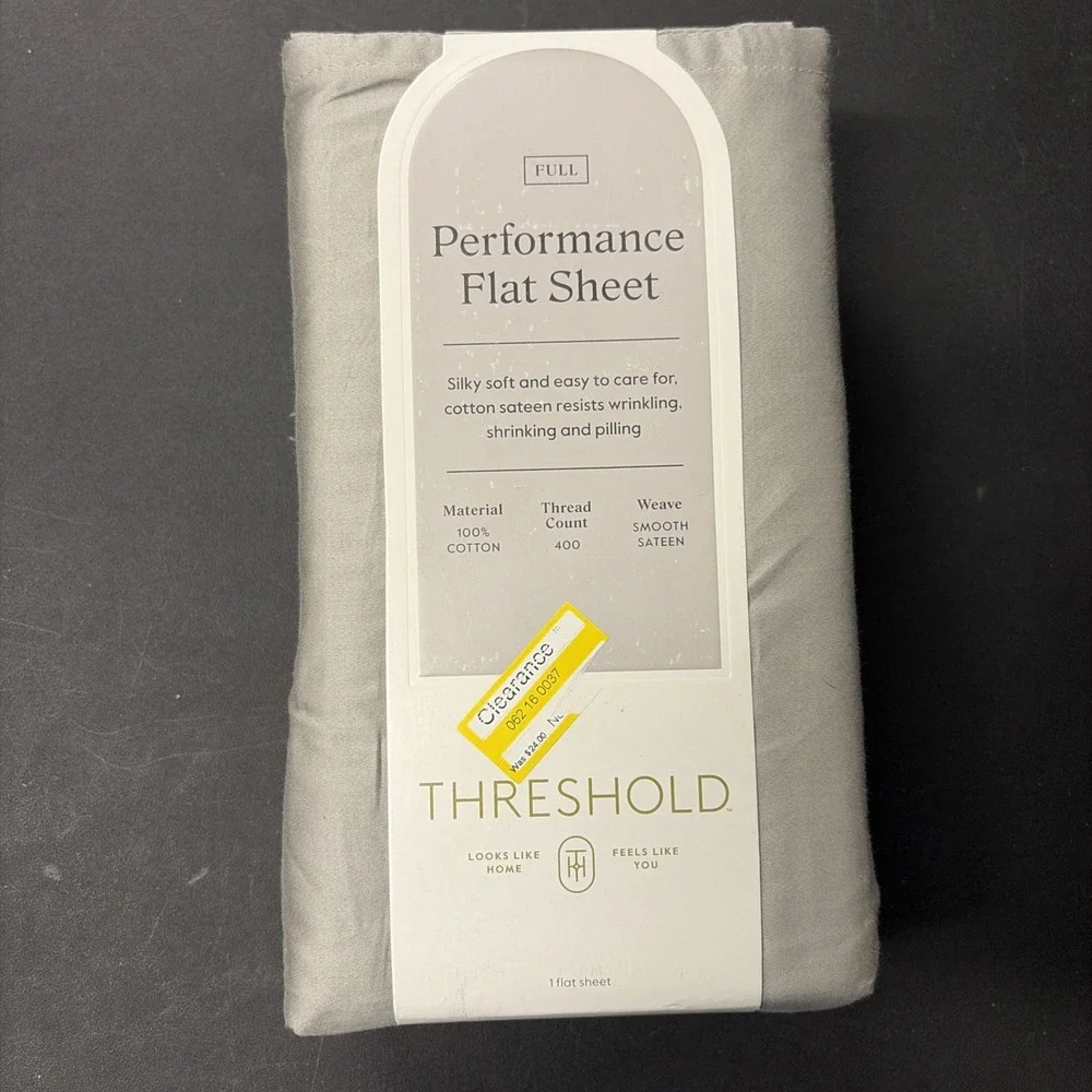 Full 400 Thread Count Performance Flat Sheet Gray - Threshold: Cotton 20541